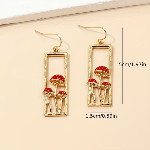 Mushroom Dangle Bohemian Earrings New Modern - Picture 2 of 4